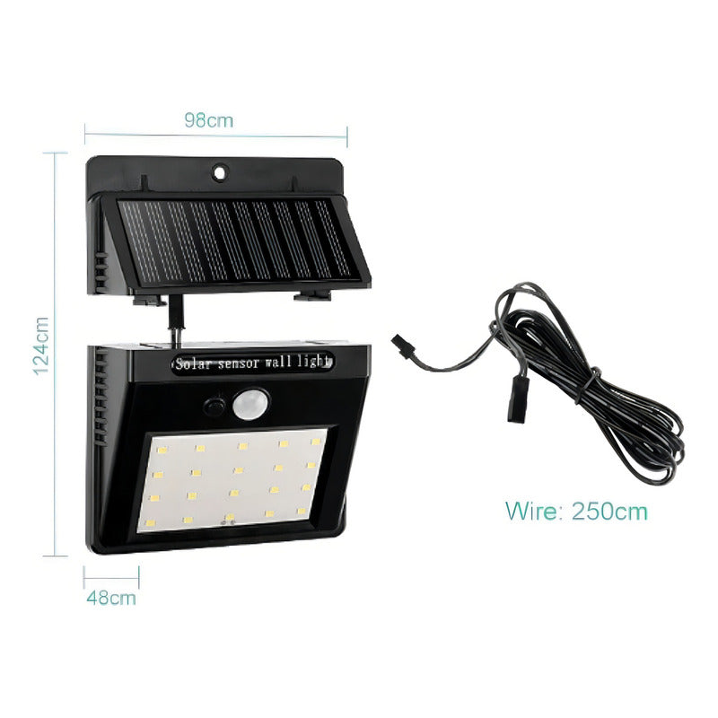 Lampara 30 Led Solar Reflector Exterior Jardin Sensor Luz Color Negro