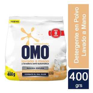 Detergente En Polvo Omo Concentrado Lavado A Mano 400 Gr