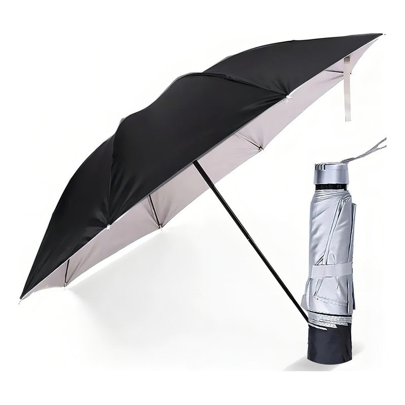 Paraguas Retráctil Plegable De Bolsillo Marin Color Negro Sombrilla Compacta Antilluvia Uv Paragua Portátil Unisex Paraguas Liviano Para Viaje Mochila Cartera Paragua Impermeable Resistente Negro