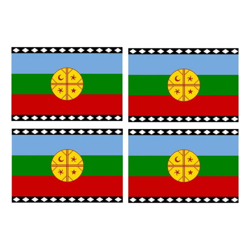 X4 Bandera Mapuche Chilena Bandera Chile Mediana 90x145 Tela Bandera Chile
