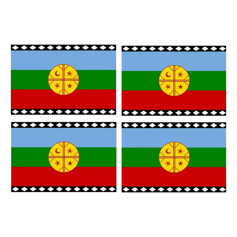 X4 Bandera Mapuche Chilena Bandera Chile Mediana 90x145 Tela Bandera Chile