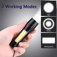 Mini Linterna Led De Mano Recargable Usb Gancho 525 Con Zoom Color De La Linterna Verde Color De La Luz Blanco