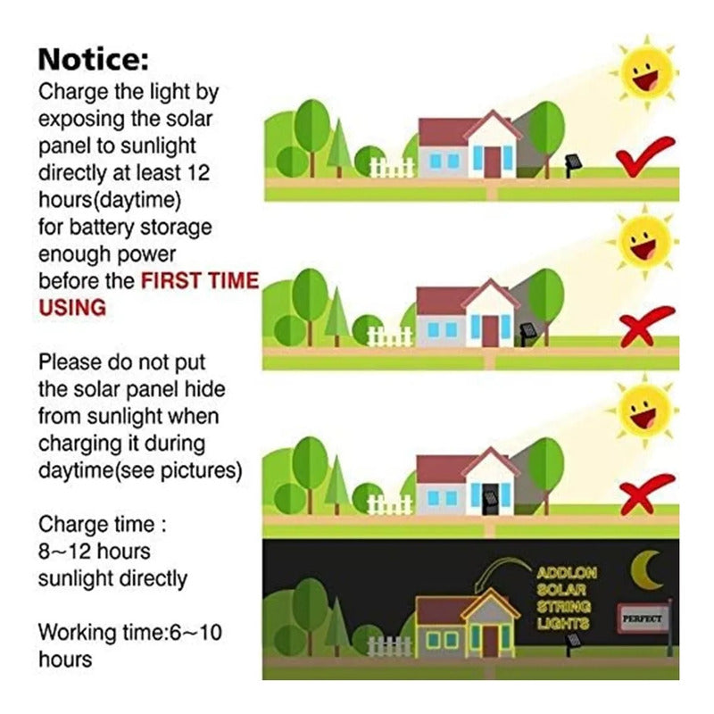 X2 Luces Guirnalda Navidad Solar 200 Led 20 Metros Decorativ