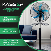 Pack X2 Ventilador 3 En 1 Industrial Kasser 5 Aspas 18p