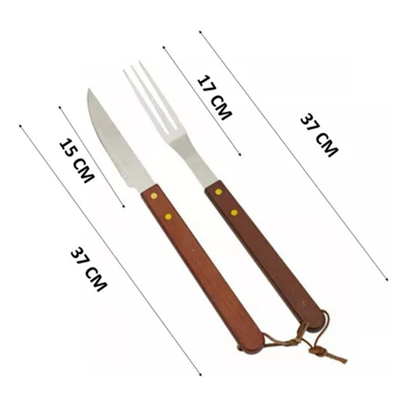 Set Parrillero Para Asado Cuchillo Tenedor Acero Inoxidable