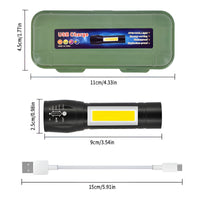 Mini Linterna Led De Mano Recargable Usb Gancho 525 Con Zoom Color De La Linterna Verde Color De La Luz Blanco