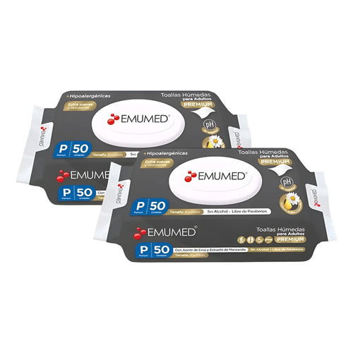 Pack X2 Toallas Húmedas Adulto Premium Emumed 50unid