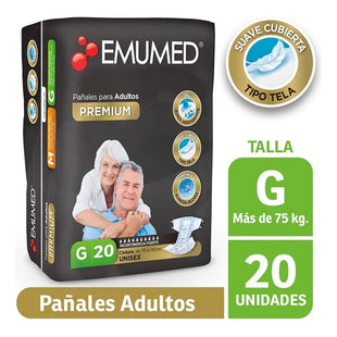Pañales Para Adultos Emumed Premium Tamaño Grande 20unid