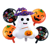 Set 5 Globos Happy Halloween Calabaza Fantasma Decorativo Ha