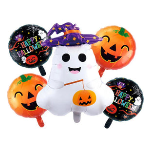 Set 5 Globos Happy Halloween Calabaza Fantasma Decorativo Ha