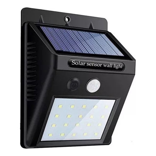 Foco Exterior Luminaria Solar Led Lampara Farol Sensor Negro
