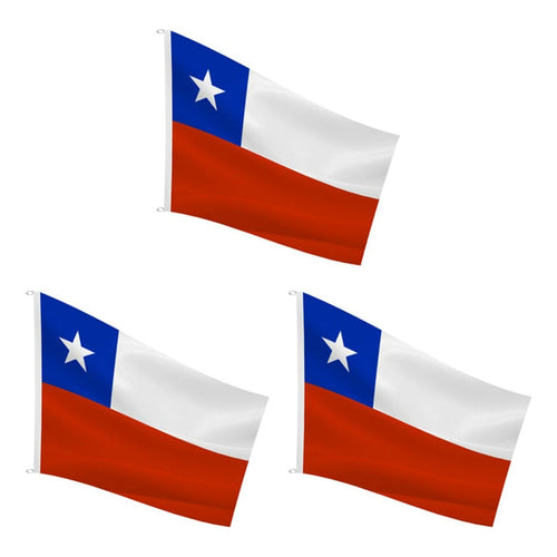 X3 Bandera Premium Chile Chilena Bordada Reforzada 90x 60 Cm Bandera Chile