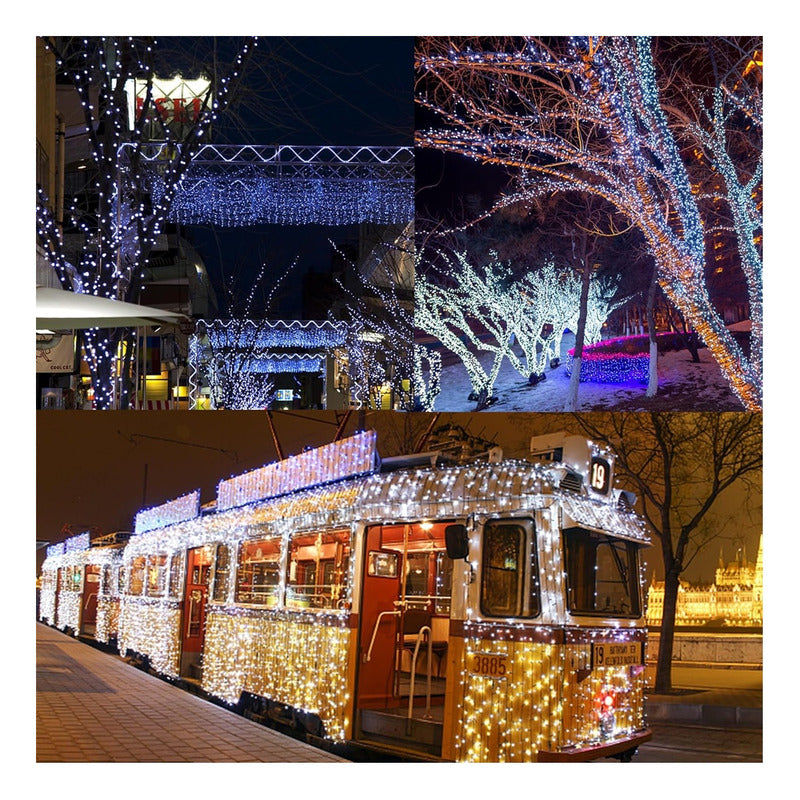 Luces Navideña Led Luz Arbol Navidad Amarillo Decoración 50m