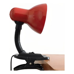 Lampara Velador De Mesa Con Pinza Escritorio Flexible Rojo Blanco