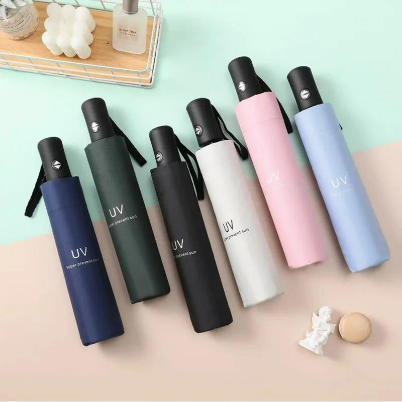 X2 Paraguas Uv Retractil Manual Sombrilla Bolsillo Portatil