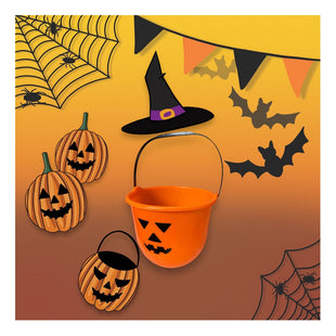 X3 Cubo Calabaza Grande Dulces Halloween Balde Calabaza