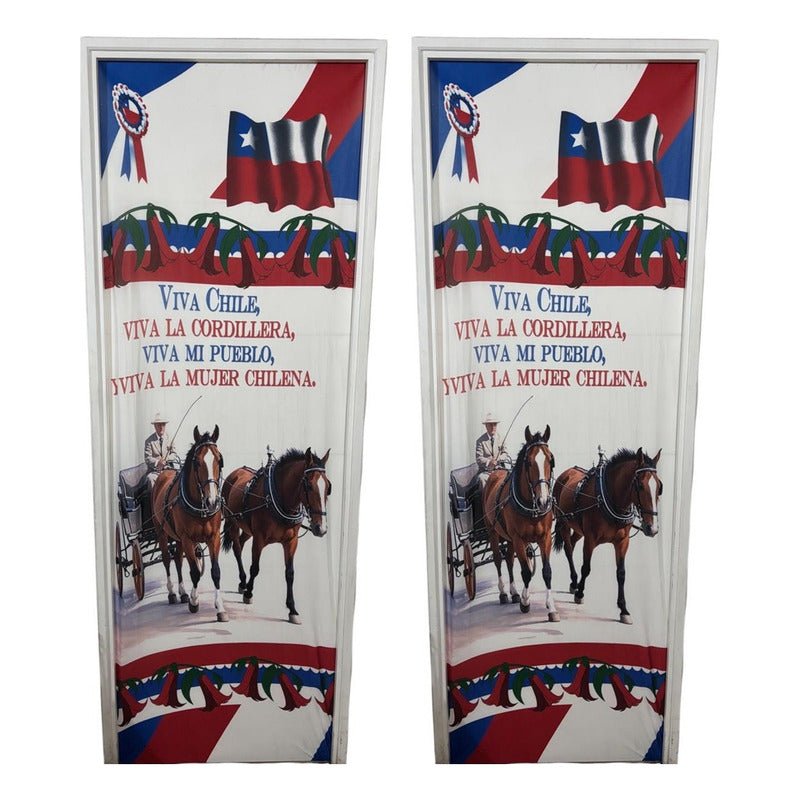 X2 Funda De Puerta Decoración Fechas Patrias 100x210cm M10