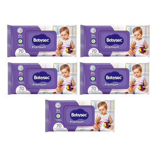 X5 Toallitas Húmedas Babysec Premium Paquete 70 Toallitasc/u
