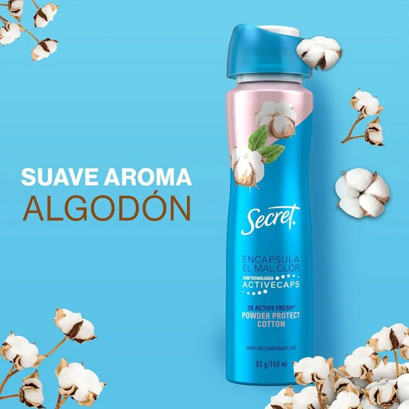 X2 Desodorante Spray Secret  Powder Protect Cotton 150ml