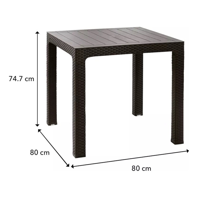 Mesa Roble Ratán Exterior Madera Living Comedor Terraza