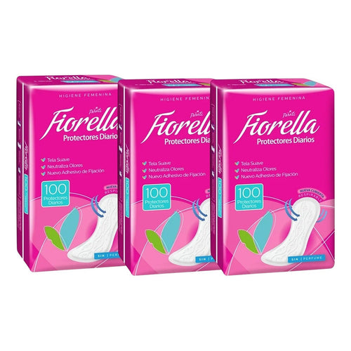 Pack X3 Protectores Diarios Fiorella 100unid Tela Suave