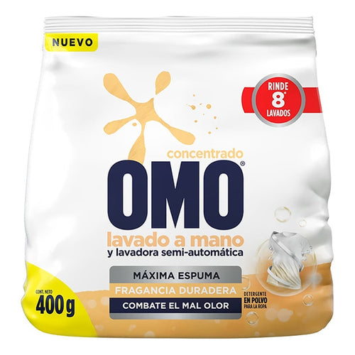 X10 Detergente En Polvo Omo Concentrado Lavado A Mano 400 Gr