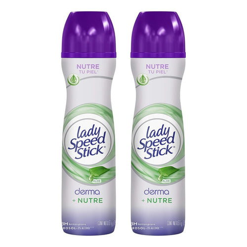 X2 Desodorante Aerosol Lady Speed Stick Aloe Derma Nutre 48h Aloe Vera