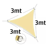 Pack X3 Toldo Vela Triangular 3x3x3 Cubierta Terraza Jardin Beige