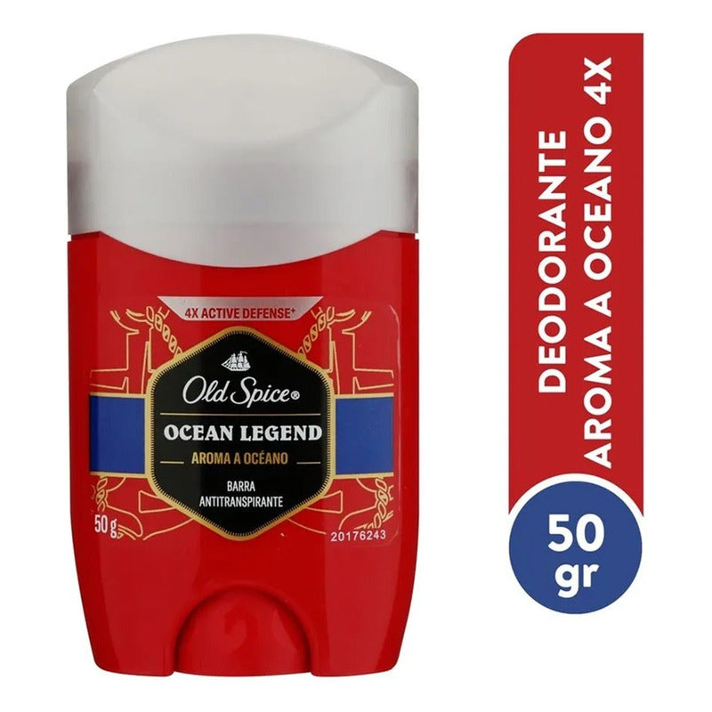 X3 Desodorante Barra Old Spice Ocean Legend 50g Aroma Océano Oceano