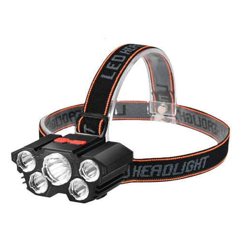 Linterna Led Minero Frontal 5 Led Impermeable Recargable Usb Blanco Negro