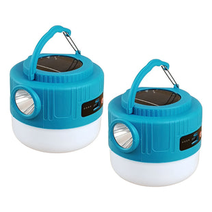 X2  Lámpara Solar Led Recargable Portátil Emergencia Camping Azul