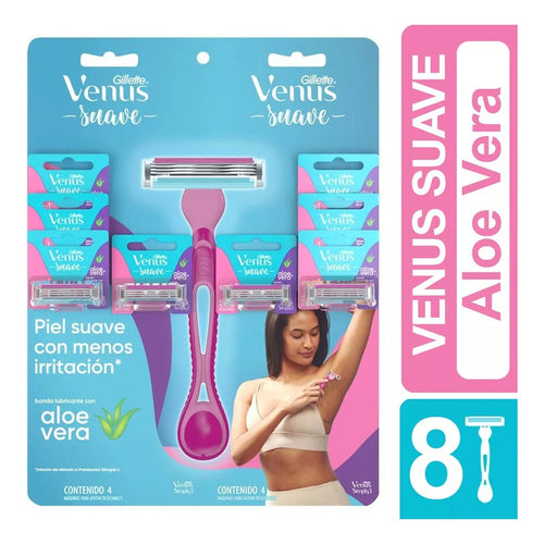 Pack X8 Maquina De Afeitar Gillette Venus Suave Aloe Vera