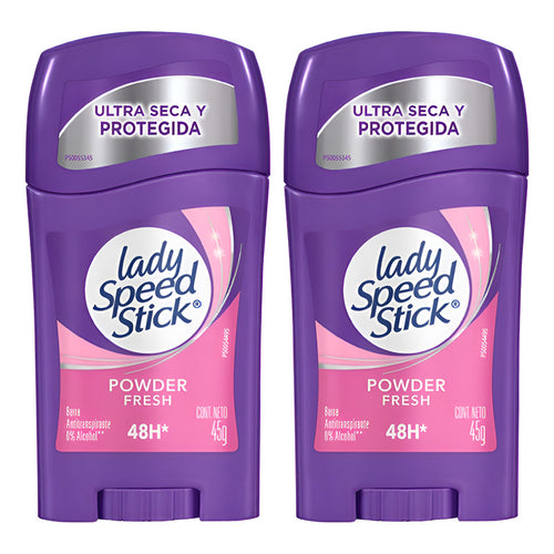 X2 Desodorante Barra Lady Speed Stick Powder Fresh Barra 45g Powder Fresh