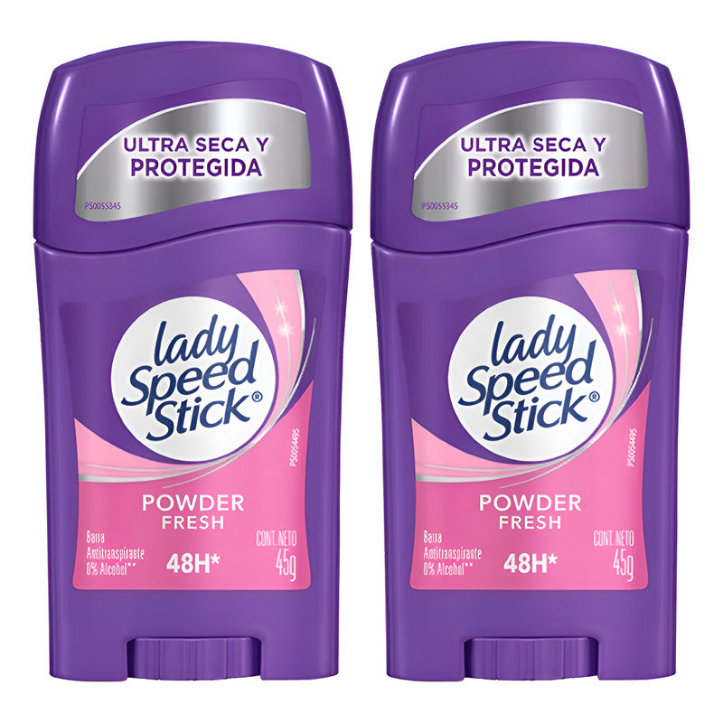 X2 Desodorante Barra Lady Speed Stick Powder Fresh Barra 45g Powder Fresh