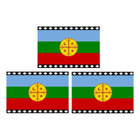 X3 Bandera Mapuche Chilena Bandera Chile Mediana 90x145 Tela Bandera Chile