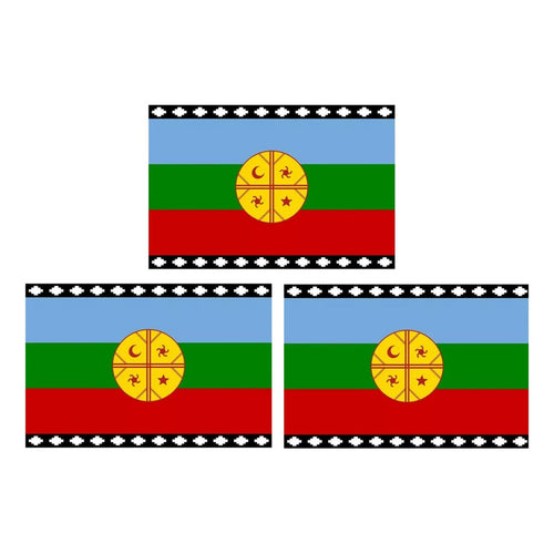 X3 Bandera Mapuche Chilena Bandera Chile Mediana 90x145 Tela Bandera Chile