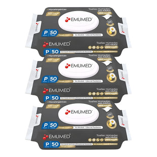 Pack X3 Toallas Húmedas Adulto Premium Emumed 50unid