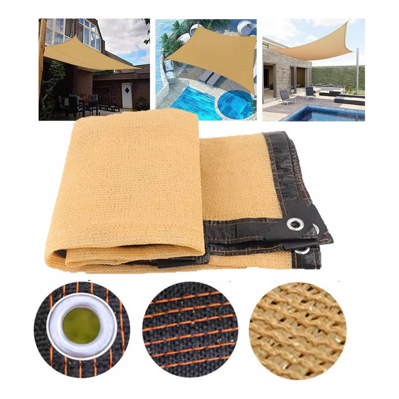 Pack X2 Toldo Rectangular 3x3 Sombra Cubierta Terraza Jardín Beige
