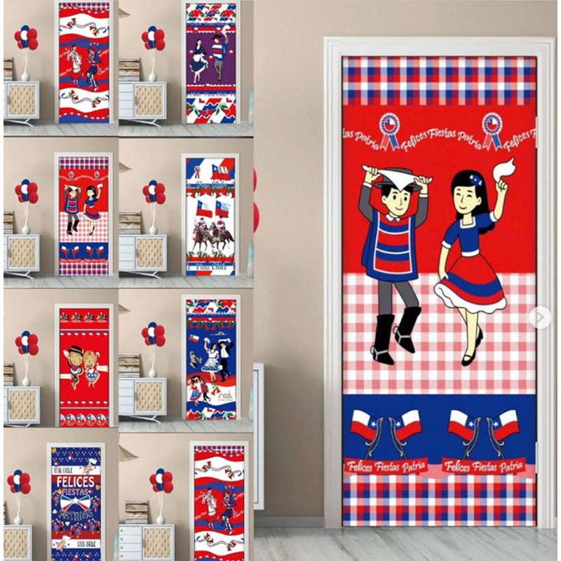 Funda De Puerta Decoración Fechas Patrias 100x210cm M1