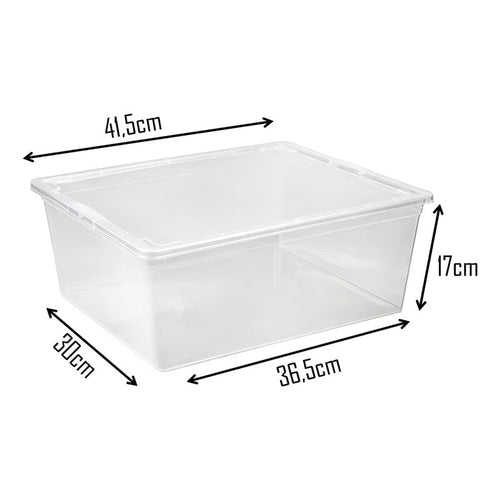 X2 Caja Organizadora Apilable Reyplast Modubox 19 L Con Tapa Color Transparente Lisa