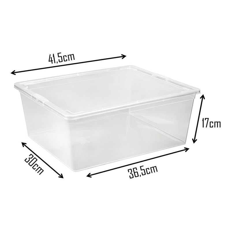 X2 Caja Organizadora Apilable Reyplast Modubox 19 L Con Tapa Color Transparente Lisa