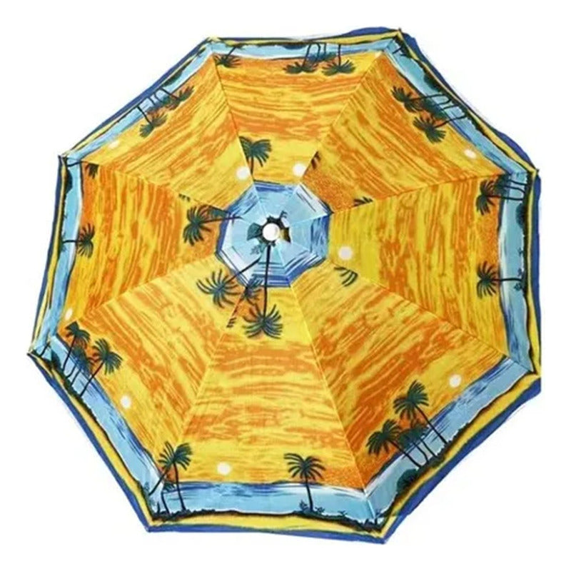 X2 Sombrilla Paragua Playa Verano Paragua Ajustable Plegable Naranja Liso