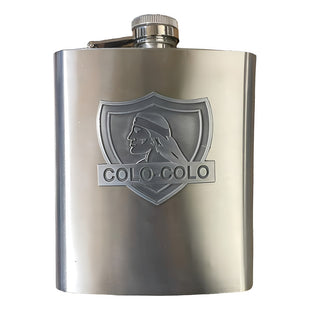 Petaca Equipo Futbol Colo Colo Acero Inoxidable 500 Ml Color Plateado