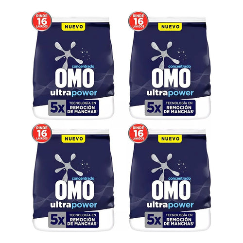 X4 Detergente Omo Concentrado En Polvo Ultra Power 800g
