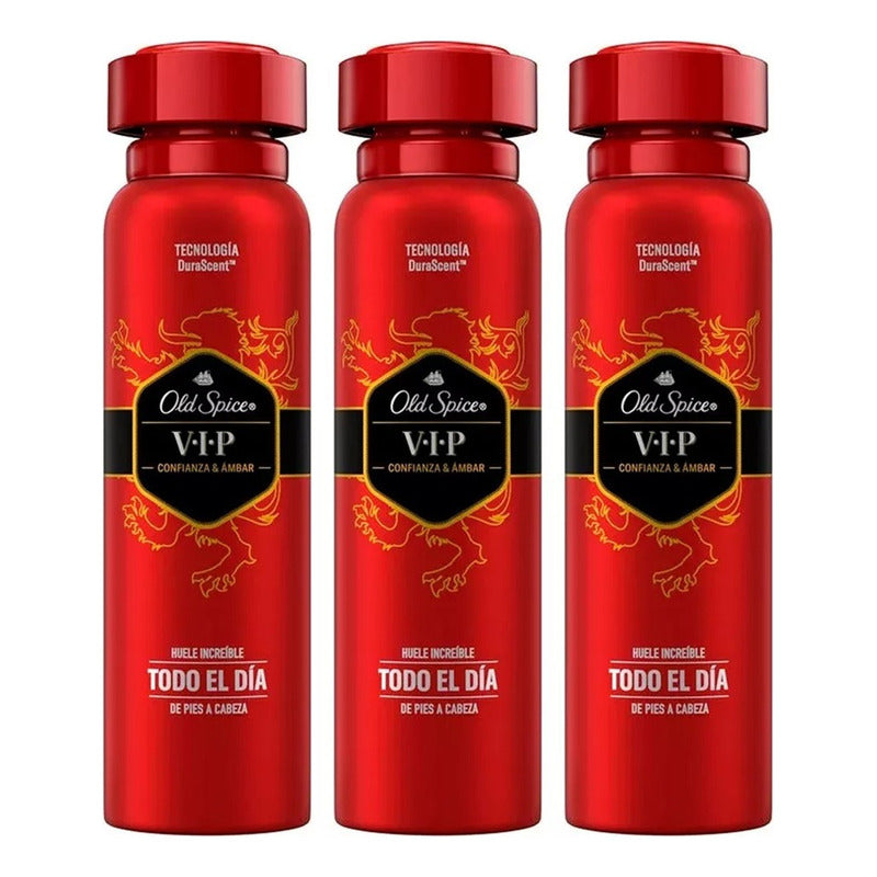 X3 Desodorante Old Spice Vip Confianz Ámbar Body Spray 150ml Ambar