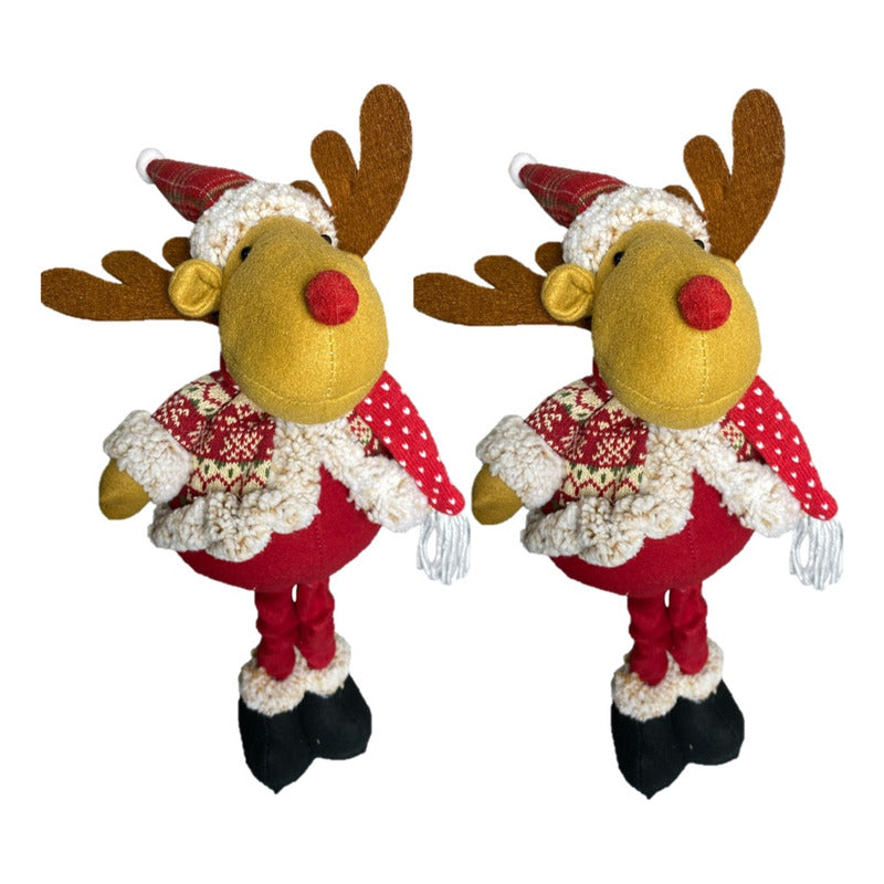 Pack 2 Monos Patas Largas Adorno Navidad Decoración Pascuero