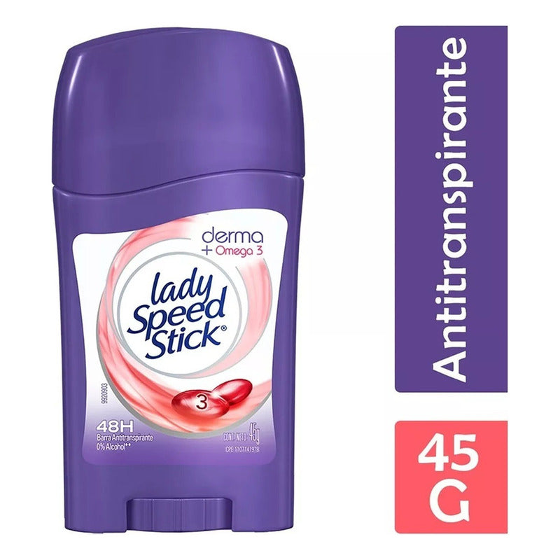 X3 Desodorante Barra Lady Speed Stick Derma Renueva Omega 3 Omega 3