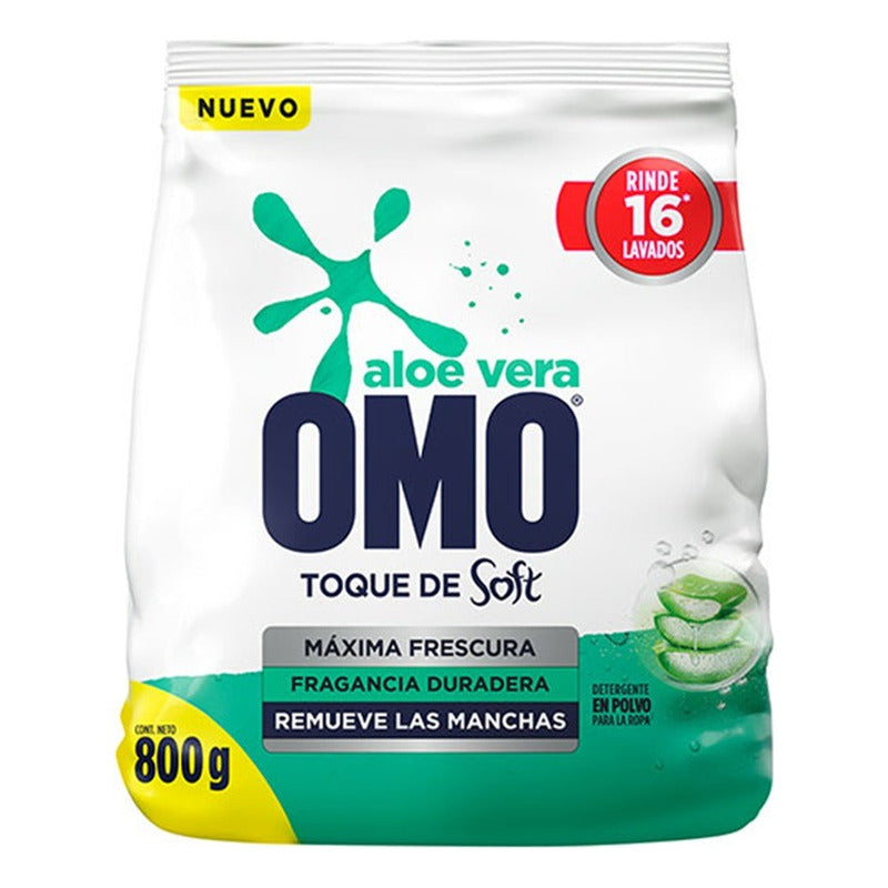 X4 Detergente Omo Polvo Aloe Vera Toque De Soft 800g