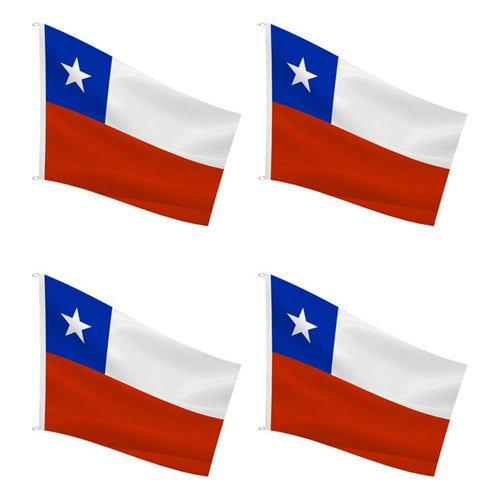 X4 Bandera Premium Chile Chilena Bordada Reforzada 90x 60 Cm Bandera Chile