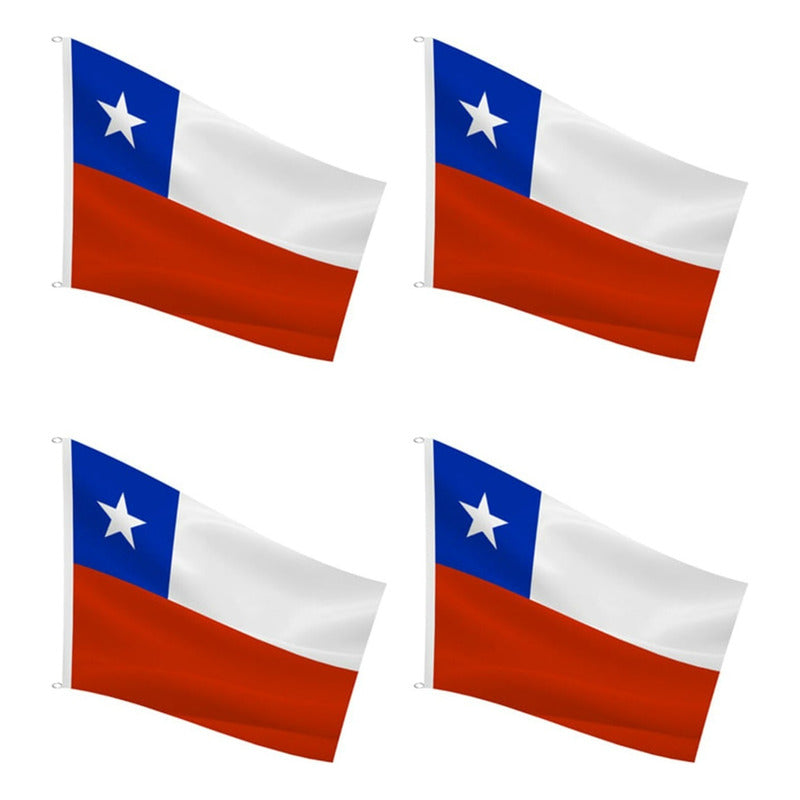 X4 Bandera Premium Chile Chilena Bordada Reforzada 90x 60 Cm Bandera Chile